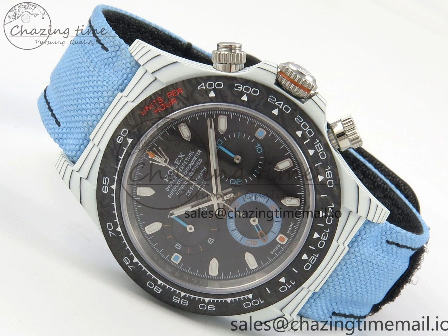MiroTime 0403 Attractive Daytona DIW Carbon Case and Bezel DIWF Edition Black Dial on Blue Nylon Strap A 71